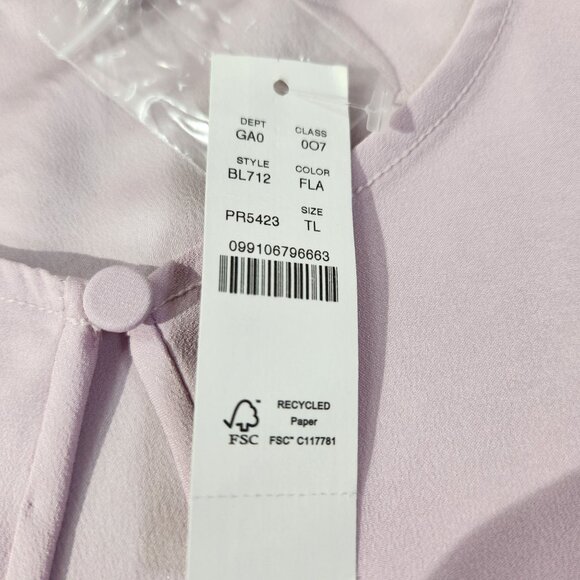 J Crew Pink Puff Sleeve Keyhole Neckline Crepe Top Blouse BL712 Women Size T L - Picture 10 of 15